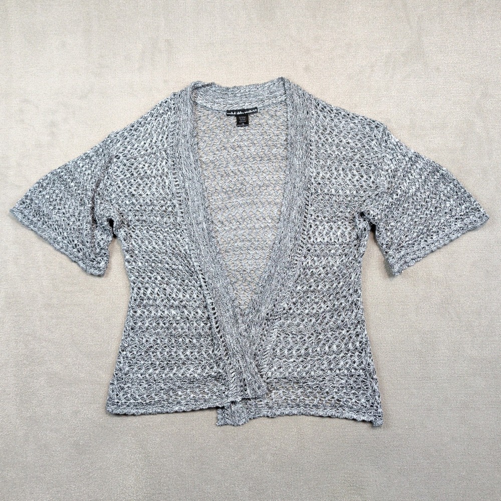 United States Sweaters Y2K Crochet Knit Cardigan 1X Grey Metallic Boho Shrug